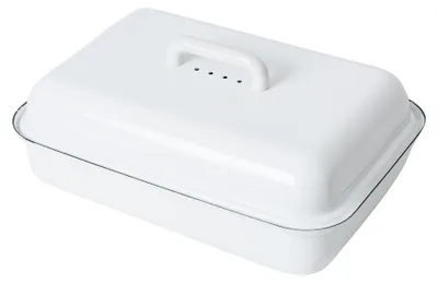 Emaillierte Brotbox mit Deckel, weiß, 37x26 cm, 2,2 l