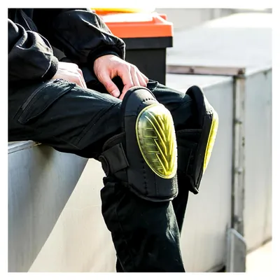 Produktbild von Kniebandage mit Gelpolster und hochwertiger Schaumstoffpolsterung, verstellbar durch Klettverschluss, geeignet für Sport, Beruf und Gartenarbeit