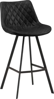 Produktbild von Barhocker – Schwarz – Mit Rückenlehne & Fußstütze – Küchen- und Bartauglich – Kunstleder – 1 Stück