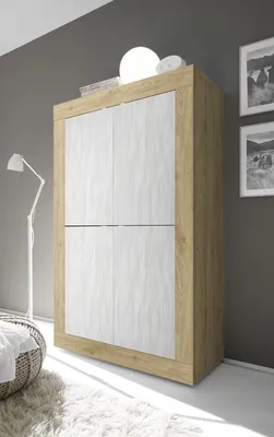 Produktbild von Highboard >Belinda< in Eiche Cadiz / Weiss - 102x162x43cm (BxHxT)