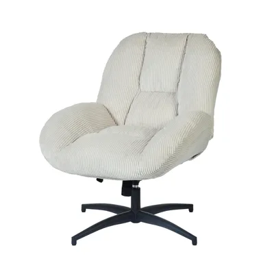 Image de Meubles Cosy : chaise de bureau pivotante scandinave réglable avec accoudoirs en velours côtelé, beige – LITHOPS FIX