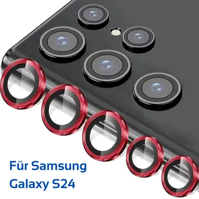 Produktbild von Kameraschutz Panzerfolie für Samsung Galaxy S24 in rot Linsenschutz
