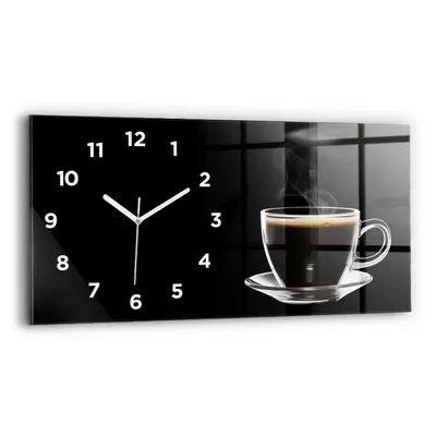 Obrázok produktu pre Wallfluent Hodiny - Obdĺžnikové Sklenené Nástenné Hodiny - Tichý Quartz Strojček - Nástenná Dekorácia Spálňa Kuchyň - Biele Ruky - 60x30 cm - čierna káva