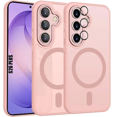 Image de Coque pour Samsung Galaxy S26 Plus, avec Cercle Magnétique Protection Caméra - Hybride Antichoc Rose