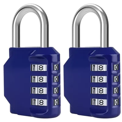 Immagine prodotto di Confezione da 2 lucchetti a 4 cifre, resistenti alle intemperie, colore blu