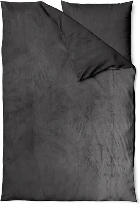 Produktbild von Winter Bettwäsche Teddy Plüsch Nicki Uni Flauschig Warm Weich Fleece Modern, Farbe:Uni anthrazit, Größe:2 teilig 155x220 cm