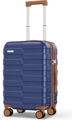 Image de Vipbox valise coque dure 55cm léger polycarbonate trolley bagage à main 4 roulettes serrure TSA bleu