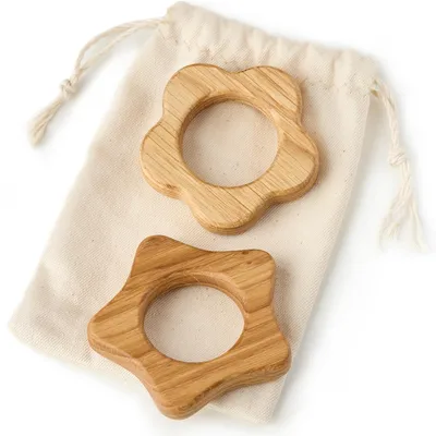 Produktbild von Holzbeißringe für Babys, 2 Stück, Buchenholz, Zahnungshilfe