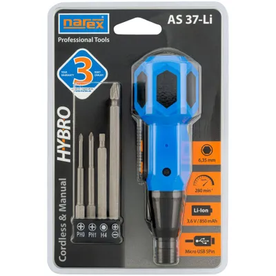 Image de AS 37-Li HYBRO přímý hybridní AKU šroubovák 3,6V + 4 bity