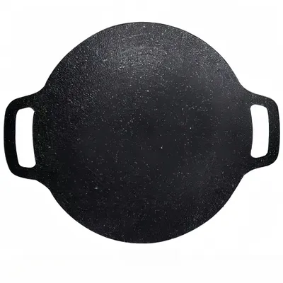 Produktbild von Grillbackschale Freien,Nicht-Stick-Beschichtung Fritting-Pfanne,Koreanische Grillpfanne,Partyreisen Außenbereich,Rundes Backblech,Doppelgriffe,34cm