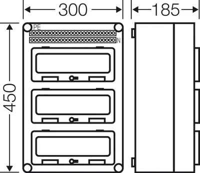 Produktbild von HENSEL HENS Automaten-Gehäuse 3R 36TE 3 MI1333 Klappdeckel metrische Vorprägung