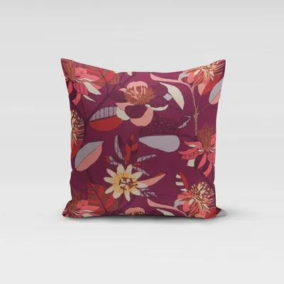 Produktbild von SCHÖNER LEBEN. Kissenhülle große Blumen beere bunt div. Größen Größe 80x80cm (HxB) 80x80cm (HxB) Größe