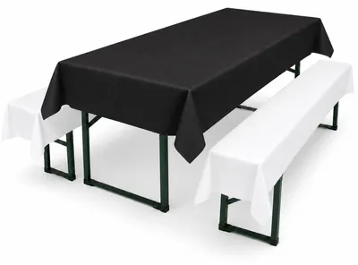 Produktbild von Sensalux abwaschbare Tischdecke, 1m x 2,5m, Schwarz, inkl. 2 weiße Bankauflagen