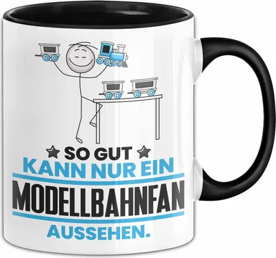 Produktbild von Modellbahnfan Geschenk Tasse So Gut Kann Nur Ein Modellbahnfan Aussehen Geschenkidee Kaffee-Becher (Schwarz)
