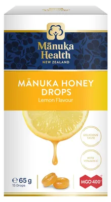 Zdjęcie produktu dla Cukierki z miodem manuka MGO™ 400+ i witaminą C, o smaku cytrynowym