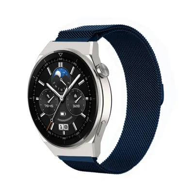 Produktbild von Strap-it Milanese - Kompatibel mit Huawei Watch GT 3Armband 46mmHochwertiger Edelstahlhuawei watch elegant Armband mit Magnetverschluss für 22mmArmband Blau