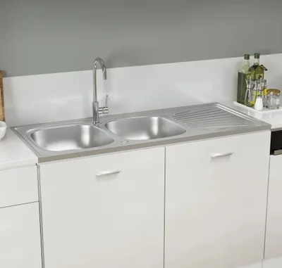 Produktbild von "2026 Promotion" Doppelspüle Silbern 1200x600x155 mm Edelstahl - Spülen CC1194