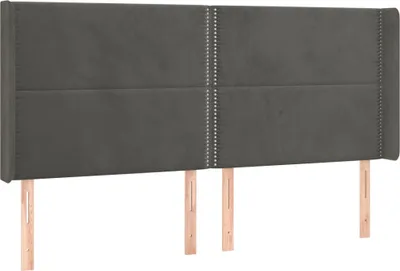 Produktbild von vidaXL Kopfteil mit Ohren Dunkelgrau 183x16x118/128 cm Samt