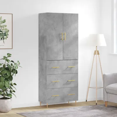 Immagine prodotto di vidaXL Credenza grigio cemento 69,5x34x180 cm materiale a base di legno