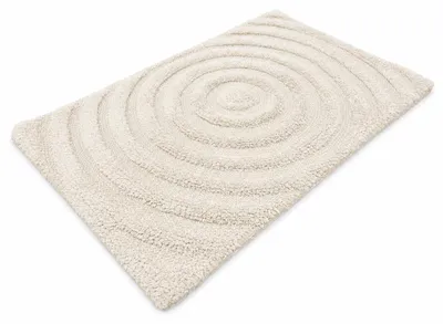 Produktbild von Badematte 60x100 cm Ecru Kreis Badteppich 100% Baumwolle 12 mm Dick Saugfähig Weich
