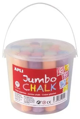 Productafbeelding van APLI Kids Jumbo, blauw, groen, oranje, paars, rood, geel, 2,5 cm, 105 mm, 20 stuks, emmer