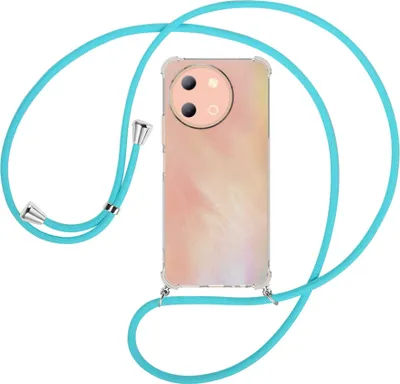 Produktbild von Handykette Backcover-Schutzhülle mit Band (Metall silberfarben) für vivo Y38 5G - türkis
