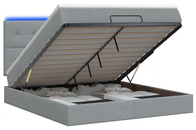 Productafbeelding van vidaXL Ottomanbed met matras en LED-verlichting, lichtgrijs, 180 x 200 cm, stof