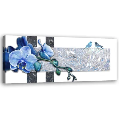 Produktbild von Leinwandbild Blaue Orchidee 120x40 Feeby Blau bild für die wand bereit zum aufhängen