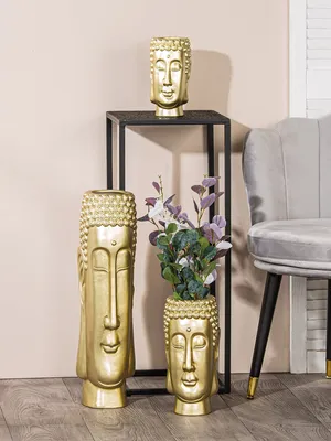 Produktbild von Casablanca Vase, "Buddha", Buddhamotiv, Keramik, goldfarben, , H. 20 cm, D. 13 cm 32640/Abverkauf nur solange Vorrat reicht