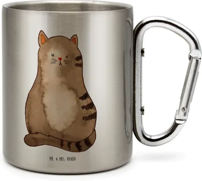 Produktbild von Mr. & Mrs. Panda Isolierbecher Katze Sitzen - Transparent - Geschenk, Katzen, Thermobecher, Teebecher, Cat, Edelstahl-Isolierbecher, Edelstahl-Thermobecher, Teetasse