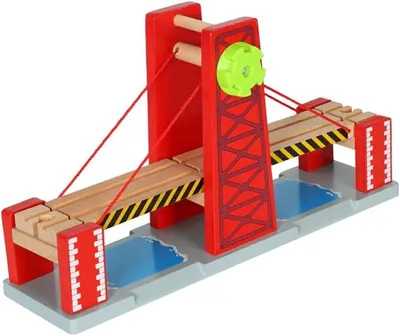 Imagen del producto de Juguete de tren: juego de construcción de puente de madera, compatible con vías para niños