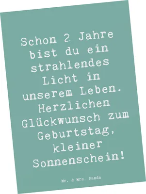 Produktbild von Mr. & Mrs. Panda Fotokarte Spruch 2. Geburtstag Licht - Meeresbrise - Geschenk, Happy Birthday, Postkarte, 2 Jahre, Kunstkarten, Freude und Glück, Ansichtskarte