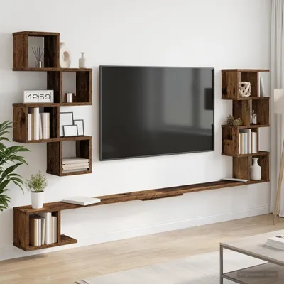 Immagine prodotto di Maison Exclusive - Mensola sospesa per TV in legno massello riciclato, 160 x 15 x 94 cm, realizzata in legno composito