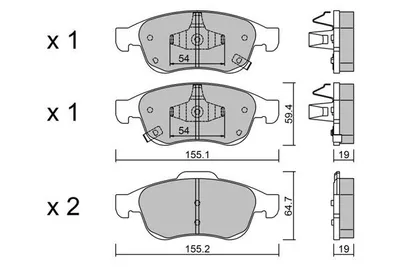 Produktbild von AISIN Bremsbeläge Satz Vorne Bremsklötze für JEEP Renegade SUV (BU, B1) BPFI-1043