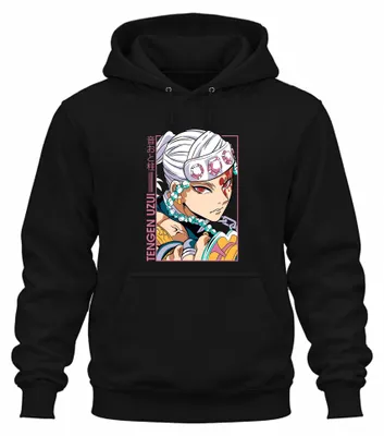 Immagine prodotto di Tengen Uzui Kimetsu no Yaiba Anime Gioielli Fascia Cosplay Unisex Felpa con cappuccio, Nero, 3XL