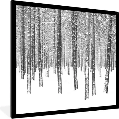 Produktbild von MuchoWow® Gerahmtes Poster Tannenbäume im Schnee 40x40 cm - Poster mit Schwarzem Bilderrahmen Wandposter Rahmen Foto Bilder - Mit Rahmen - Wanddekoration Schlafzimmer