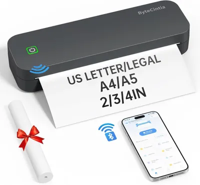 Produktbild von Bluetooth Thermodrucker A4, Tragbarer Drucker Inkless Printermit Android & iOS für Handy & Laptop, Unterstützt 210x297mm A4 Thermopapier
