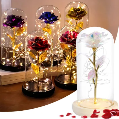Produktbild von LED Ewige Rose im Glas, Rosen mit Licht, Rosen Geschenke für Frauen, Mama, Damen, Geburtstag, Jahrestag, Valentinstag, Muttertag