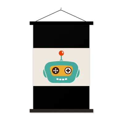 Produktbild von MuchoWow® Textilposter Roboter - Gesicht - Antenne - Technik - Junge - Kind 150x100 cm mit schwarzem Rahmen - Schlafzimmer