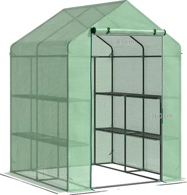 Obrázek produktu pro Skleník Walk-in, ocelový rám, 8 polic, plastový kryt PE, vodotěsný, odolný proti UV záření