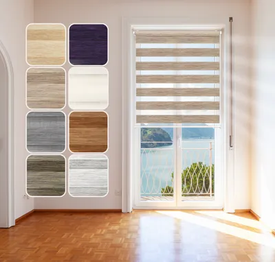Produktbild von Doppelrollo NATURAL, Beige-Schwarz, 90x150cm