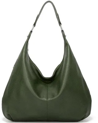 Image de Sac à bandoulière pour femme - Sac à provisions en cuirPolyuréthanesouple - Grande capacité - Vert - Avec fermeture à glissière