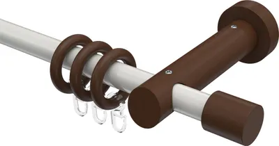 Produktbild von Interdeco Gardinenstange / Vorhangstange Weiß / Nussbaum lackiert, Typ Talena Feta (Kappe), 20 mm Ø 1-läufig, 540 cm