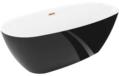 Obrázek produktu pro Mexen Luvo Slim volně stojící vana 170 x 75 cm, bílá/černá, přepad růžové zlato - 52801707575-60