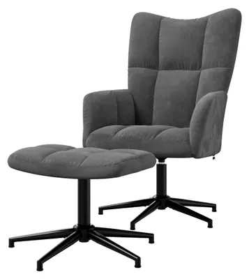 Produktbild von Drehbarer Relaxsessel mit Hocker in Dunkelgrau