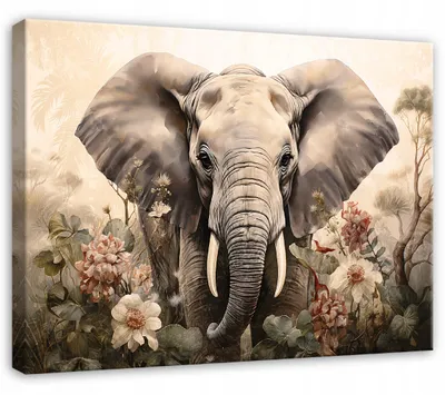 Produktbild von Leinwandbild Kinder Elefant Tiere - 100x70 cm - Wandbilder Kinderzimmer - Leinwand Leinwandbild Beige - PP14886O1