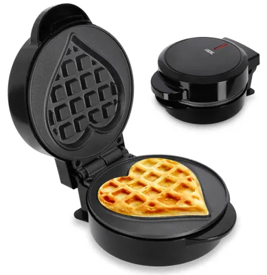 Mini-Waffeleisen Herzform, 550 W, Antihaftbeschichtung, schwarz