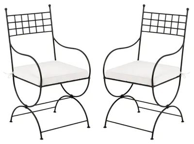 Immagine prodotto di Set di 2 sedie da giardino in stile mediterraneo, modello Toledo XL, realizzate in ferro verniciato di nero, altezza 100 cm