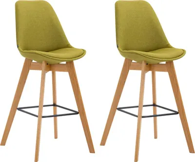 Produktbild von 2er Set Barhocker GIKAR - Stoff Grün 48x56x112 cm | Barstuhl Mit Lehne Tresenhocker Tresenstuhl Kneipenhocker Kneipenstuhl