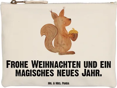 Produktbild von Mr. & Mrs. Panda Federtasche Eichhörnchen Weihnachtszeit Grösse XL Große - Weiß - Geschenk, Weihnachtsmotiv, Weihnachten, Etui, Frohe, Neujahr, kosmetiktäschchen